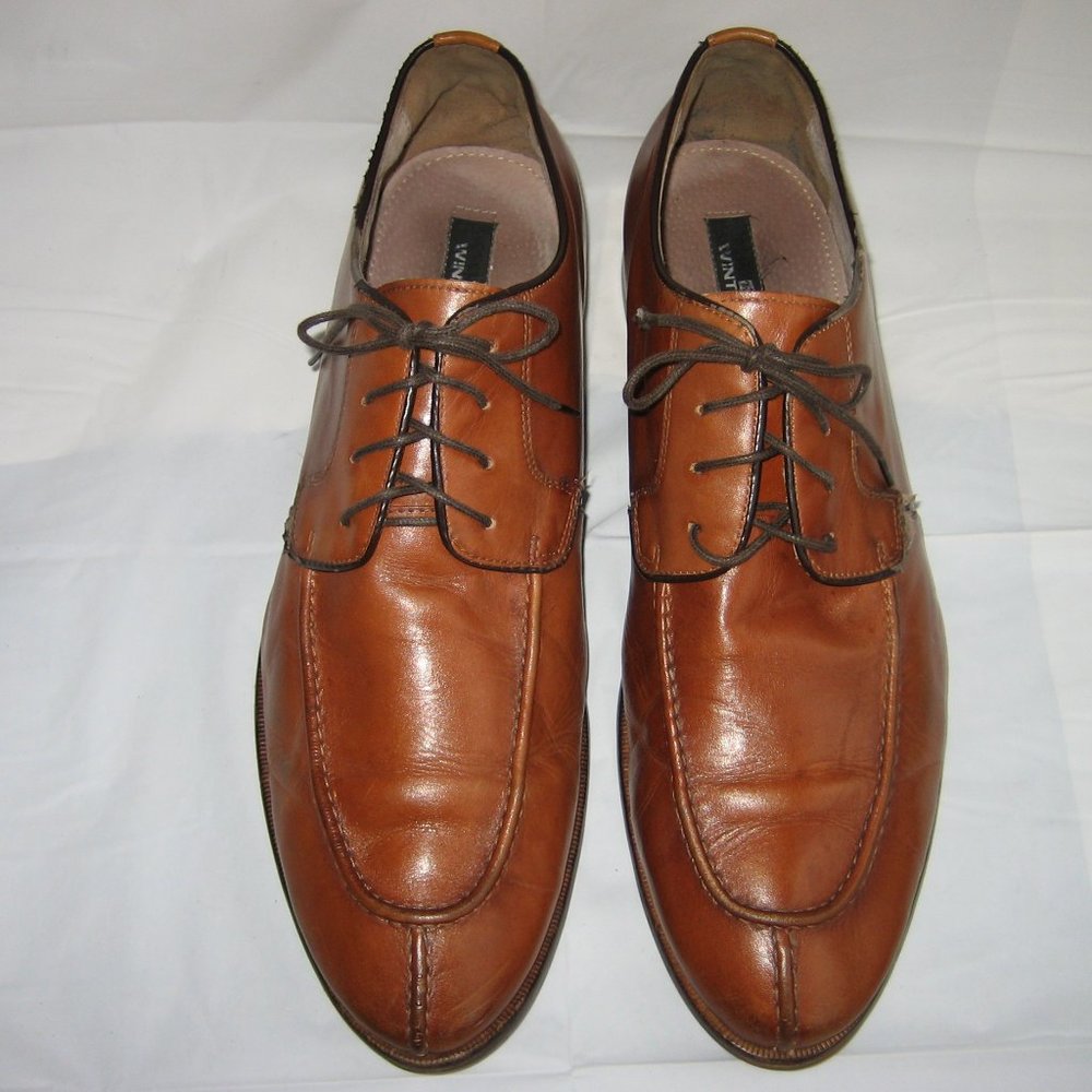 WINTHROP Tan Brown Leather Moc Toe Oxfords, 13